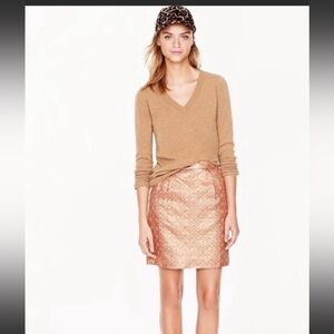 J. CREW COLLECTION Pink Copper Metallic Silk Brocade Mini Skirt Sz 4 NWOT